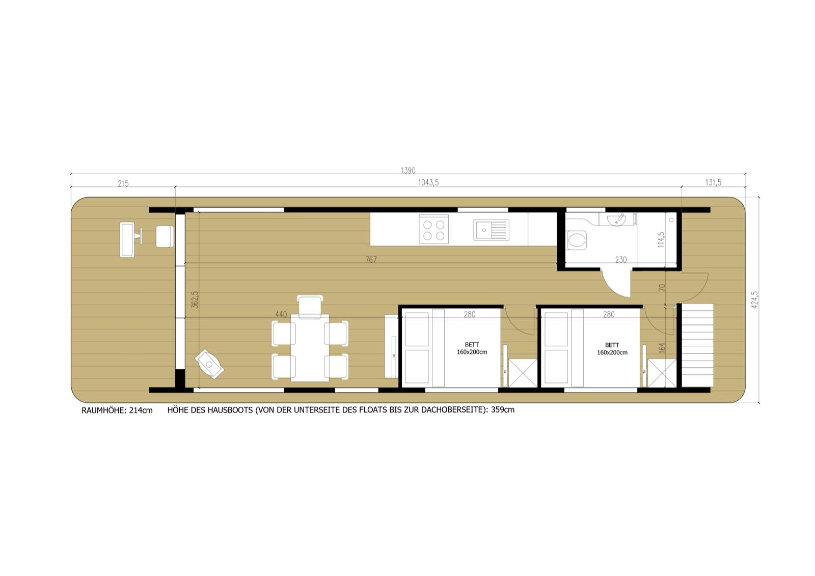 Hausboot Roxy – an Bord